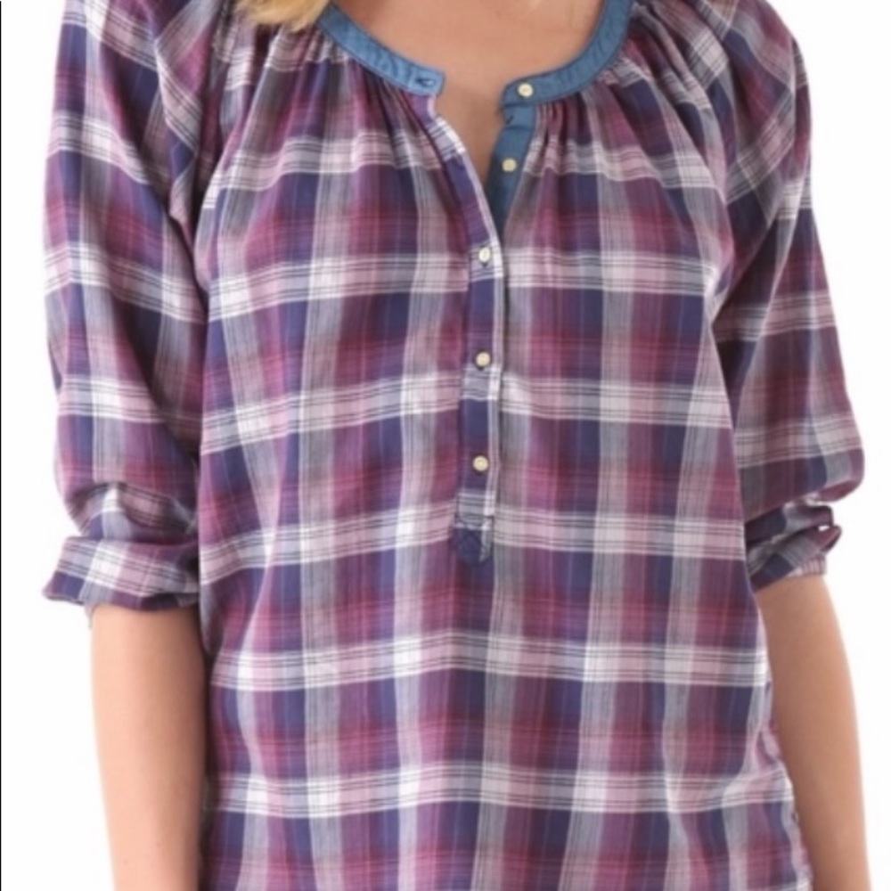 Masion Scotch  Pretty & Plaid 3/4 Sleeve Top. (M) - Picture 10 of 16